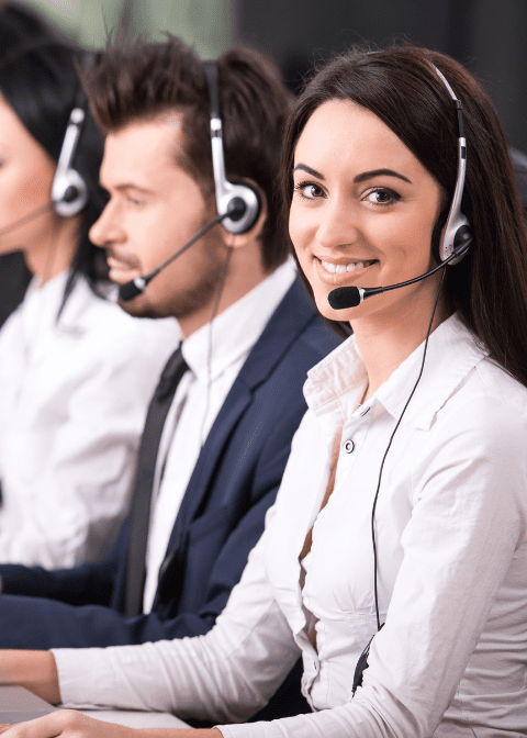 Contact Center Agent talking on the phone Contact Center Agent talking on the phone