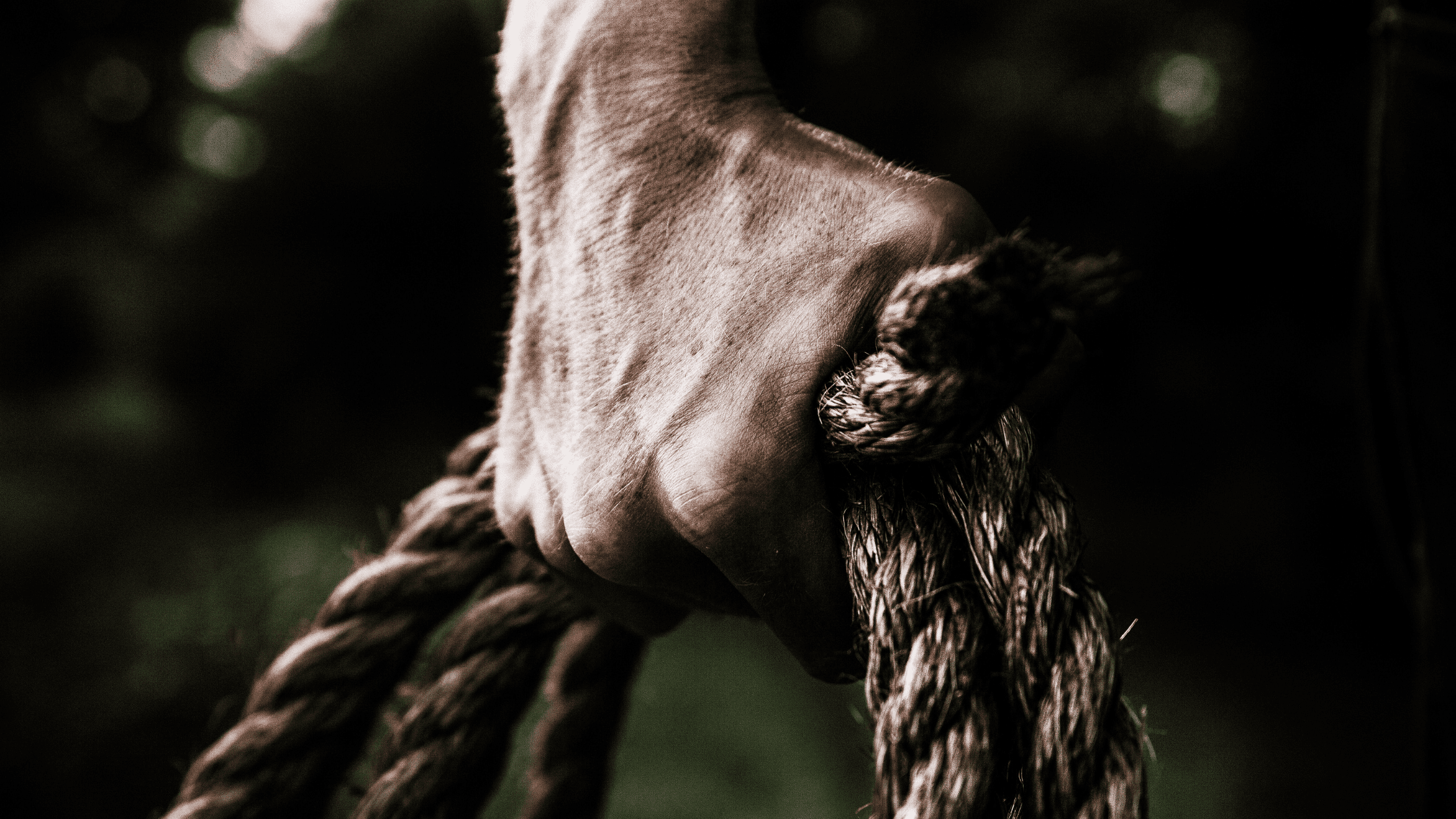hand with a rope showing resilience 